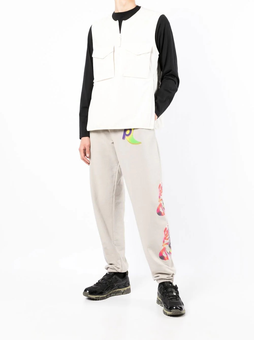 Global-print cotton track pants - 2