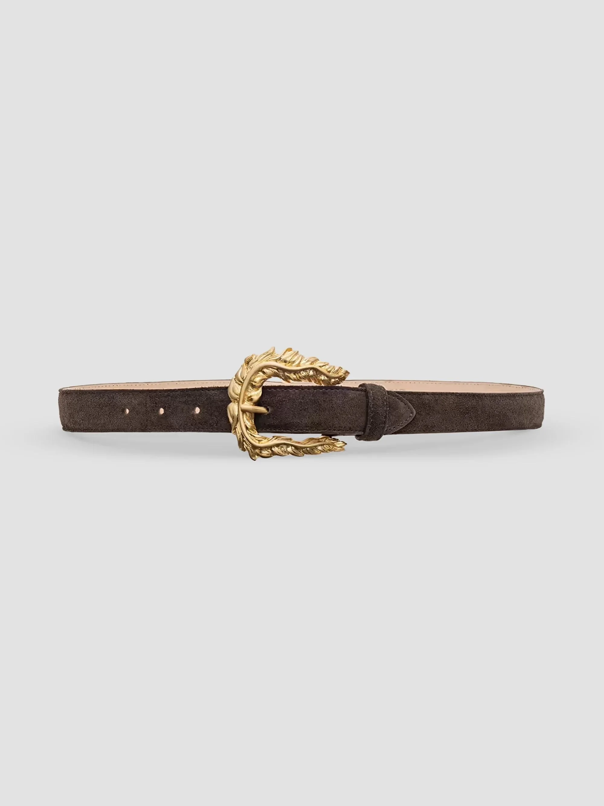 Women's Sedaris Fethred Suede Belt - Chocolate Suede - 1