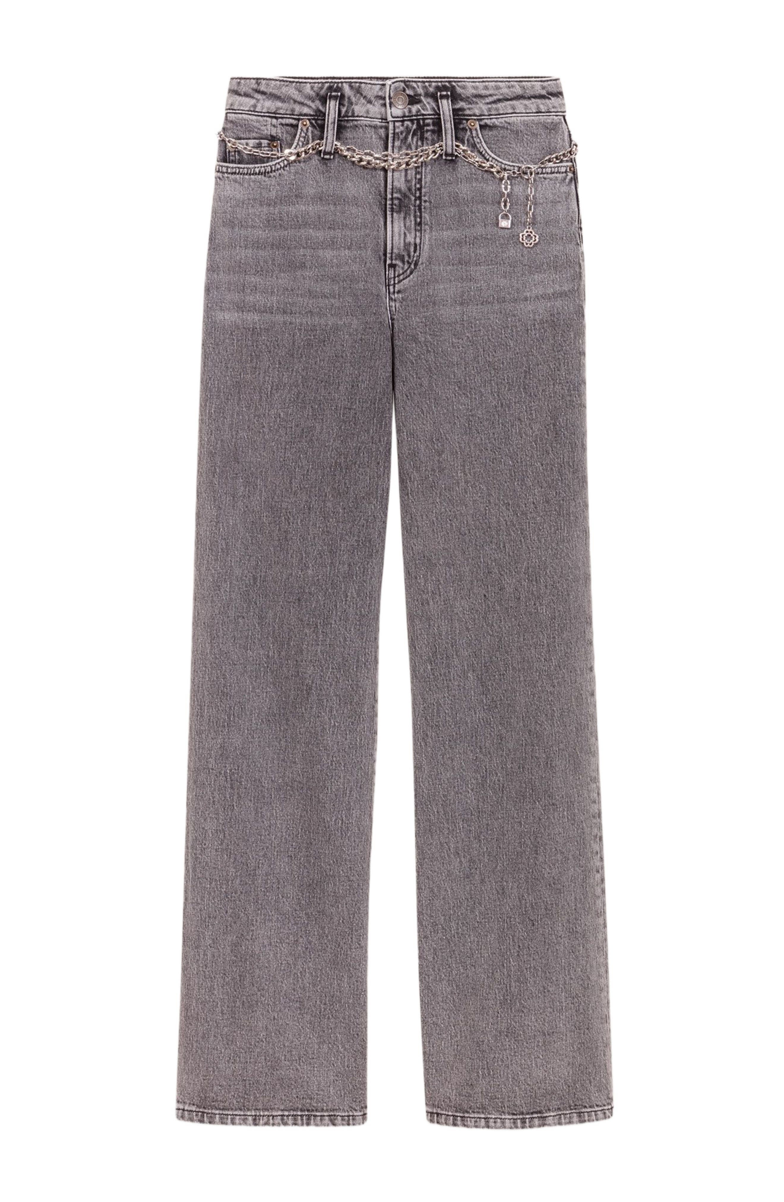 maje Wide-leg jeans with chain-link belt in Grey at Nordstrom - 8