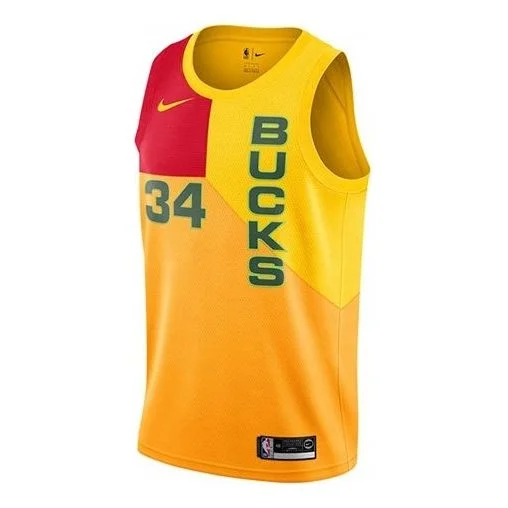 Nike Giannis Antetokounmpo City Edition Milwaukee Bucks Swingman Jersey 'Yellow' AJ4624-717 - 1