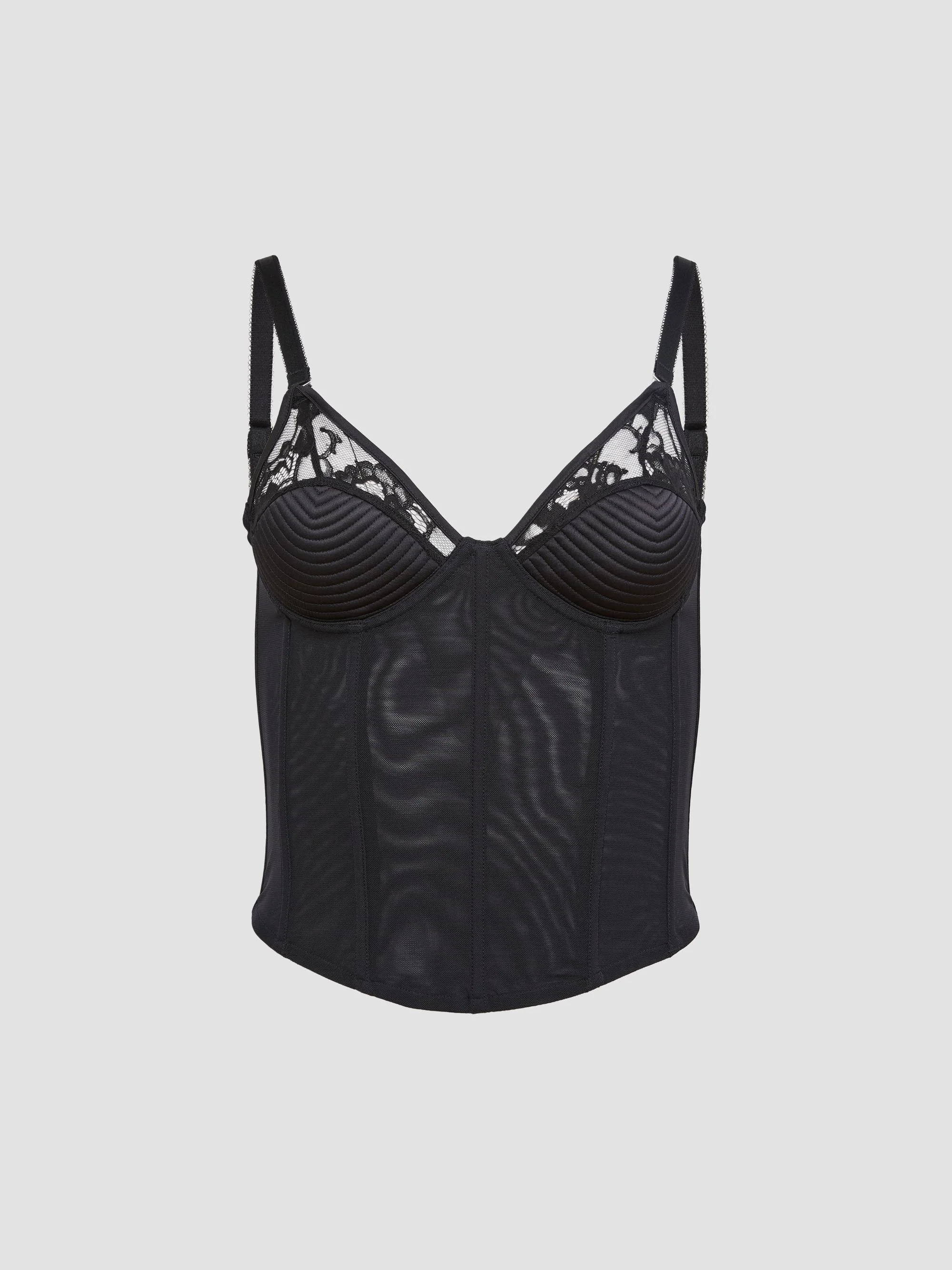 Women's Bebe Topstitched Bustier Top - Black - 1
