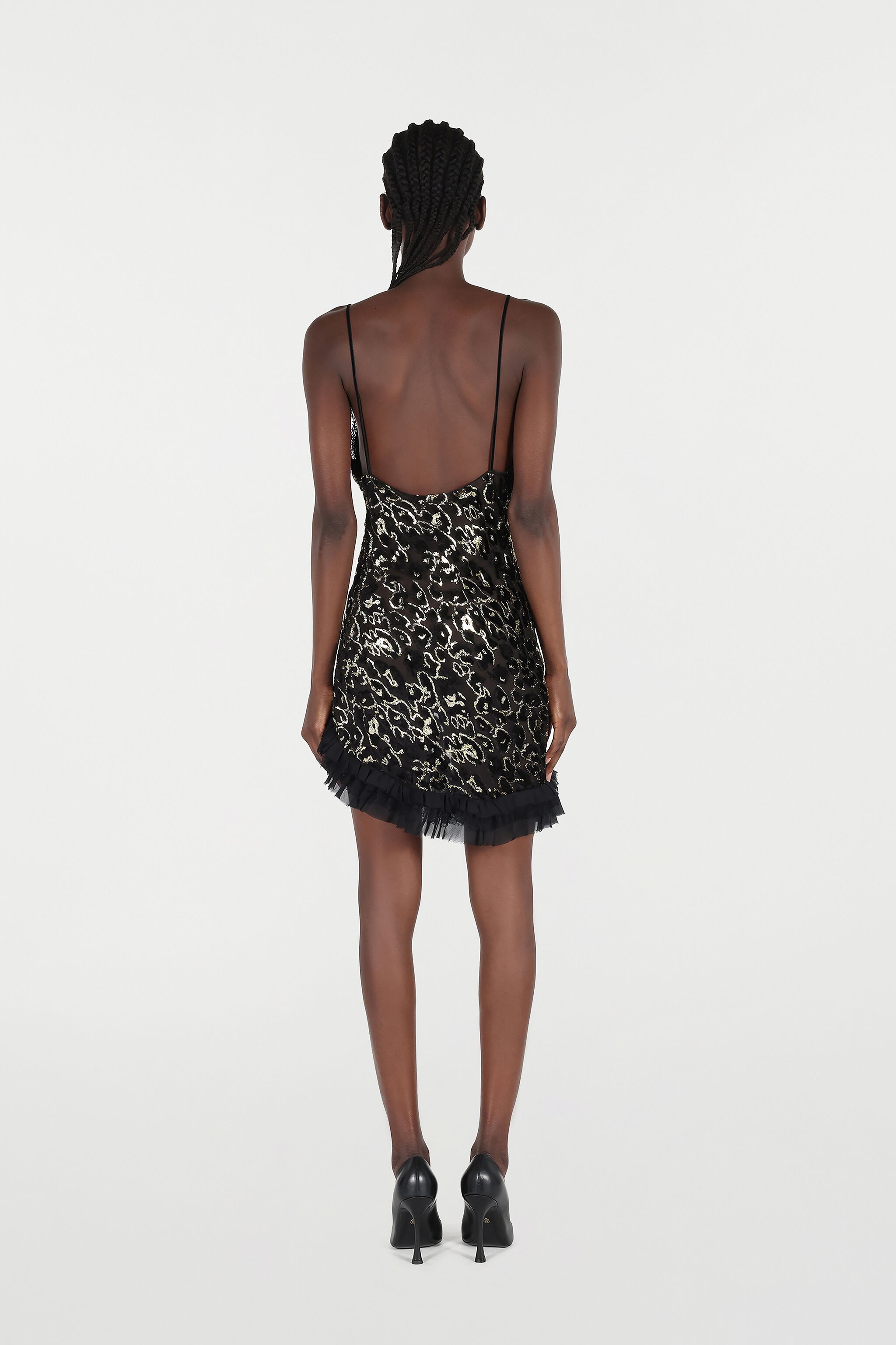 Silk Mini Dress with Ruffles - 4