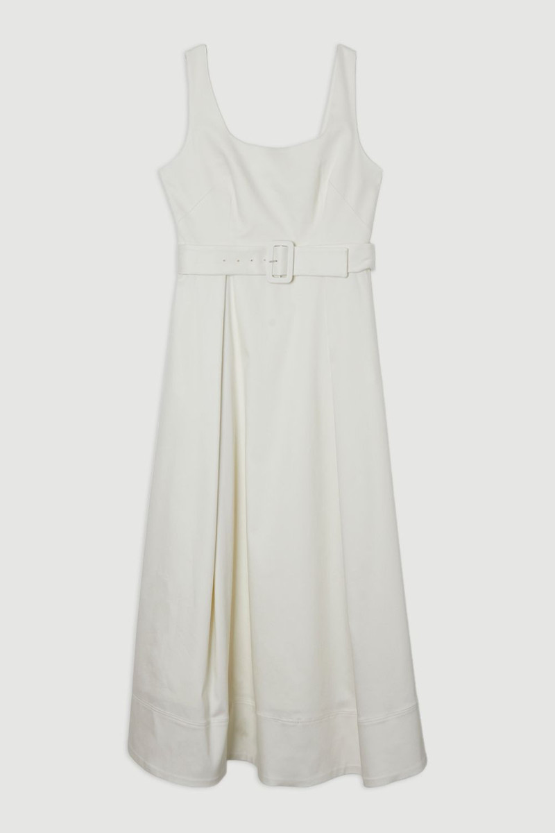 Tailored Denim Full Skirt Midi Dress 4