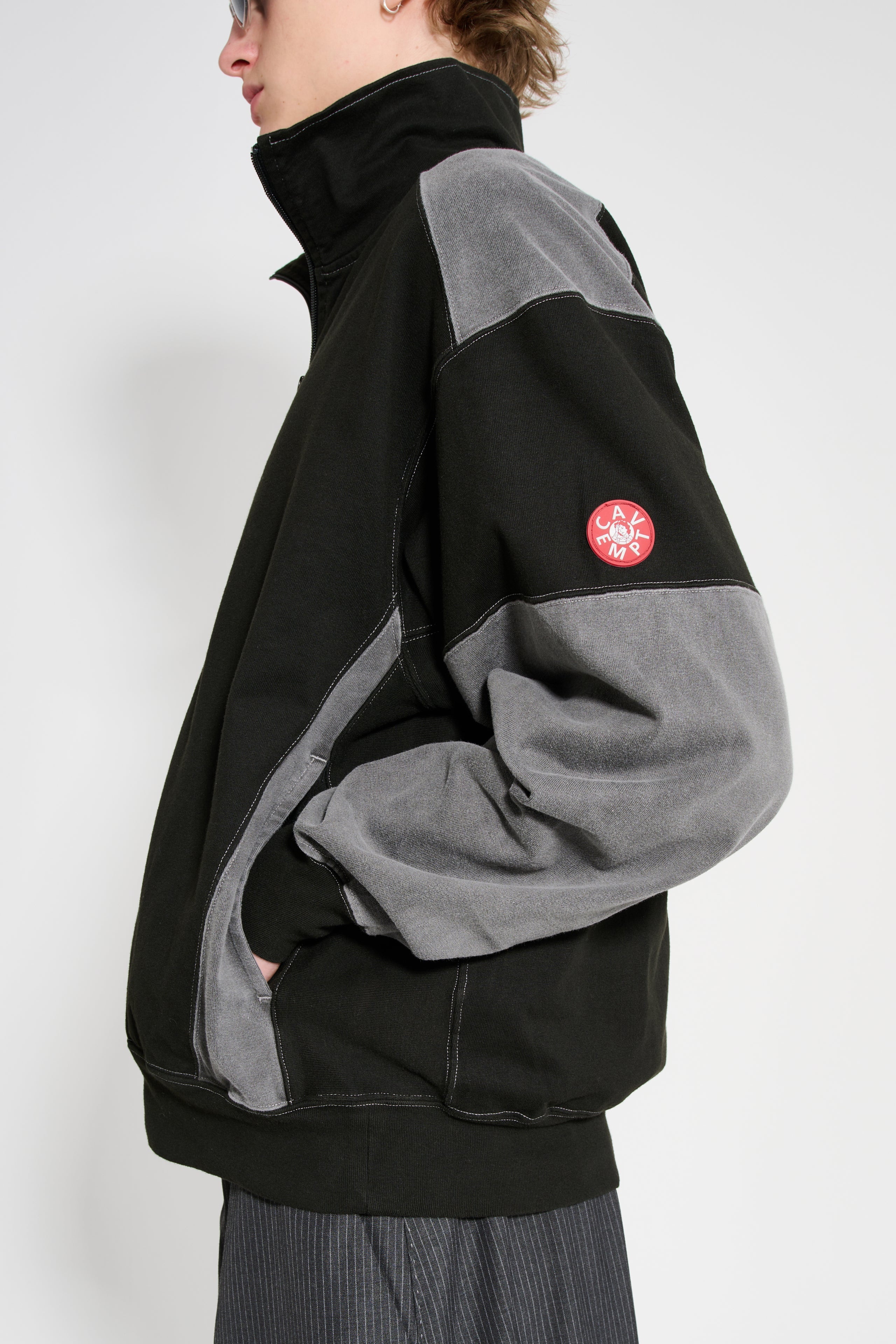 Cav Empt CAV EMPT OVERDYE PANELED LIGHT ZIP SWEATSHIRT BLACK