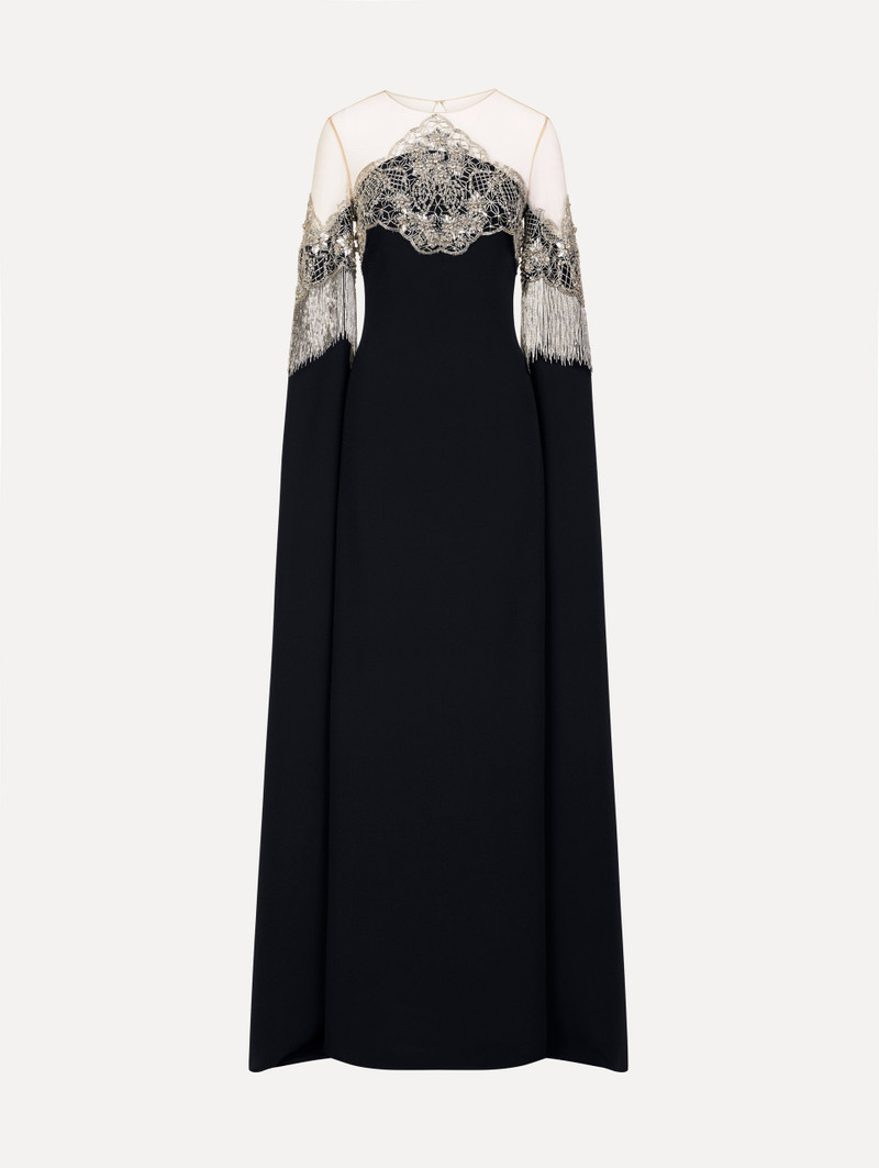 PORCELAIN FLOWER LATTICE FRINGE CAFTAN 1