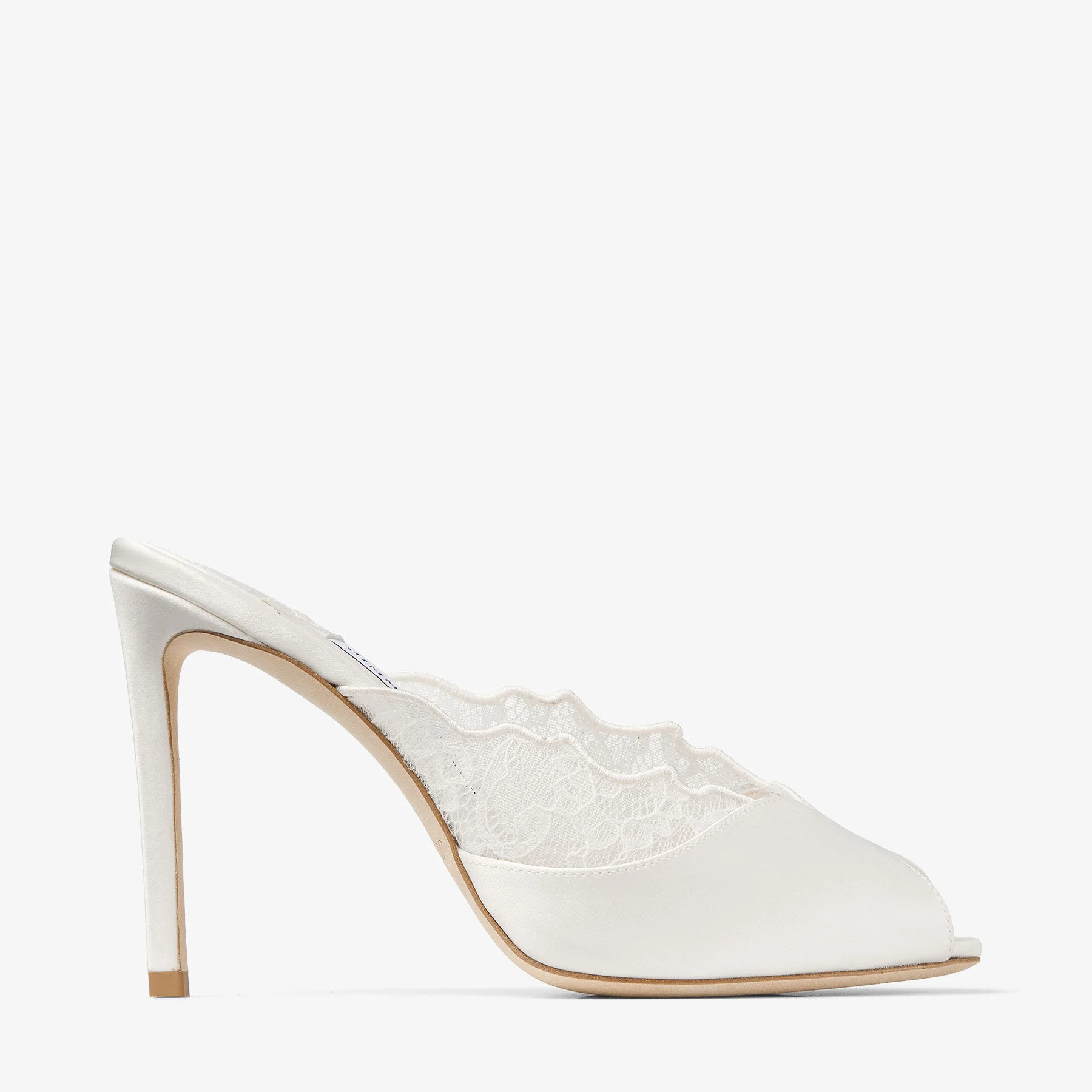 Brigitte Mule 100 Ivory Jimmy Choo Lace and Satin Mules - 1
