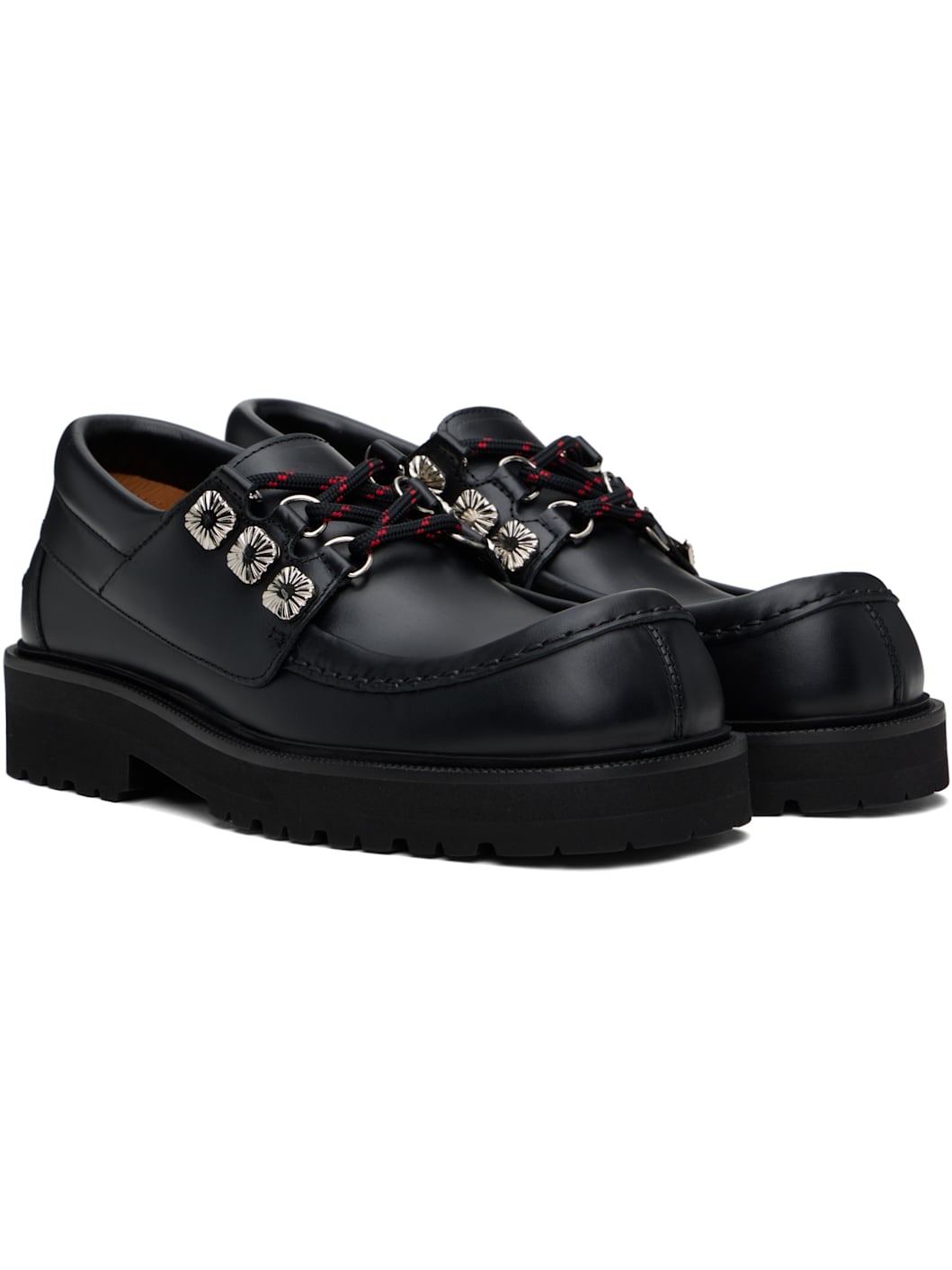Black Hard Leather Derbys - 4