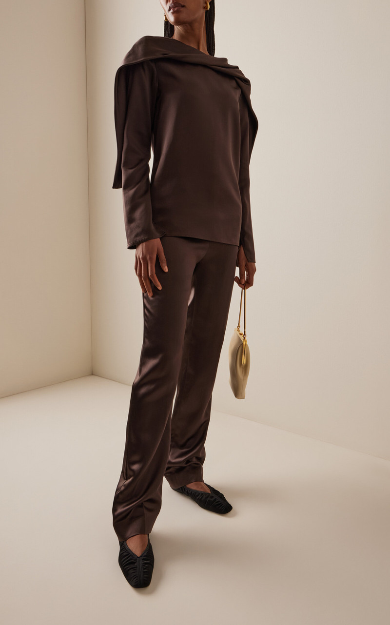 TOVE Beata Satin Trousers brown outlook