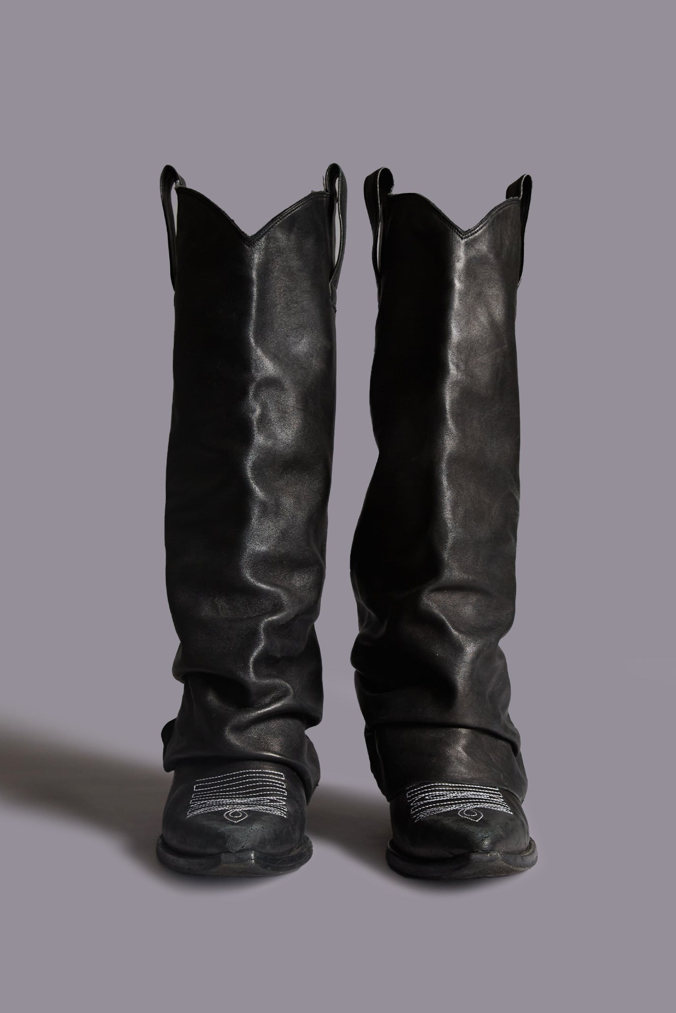 MID COWBOY BOOTS WITH SLEEVE - BLACK LEATHER | R13 - 2