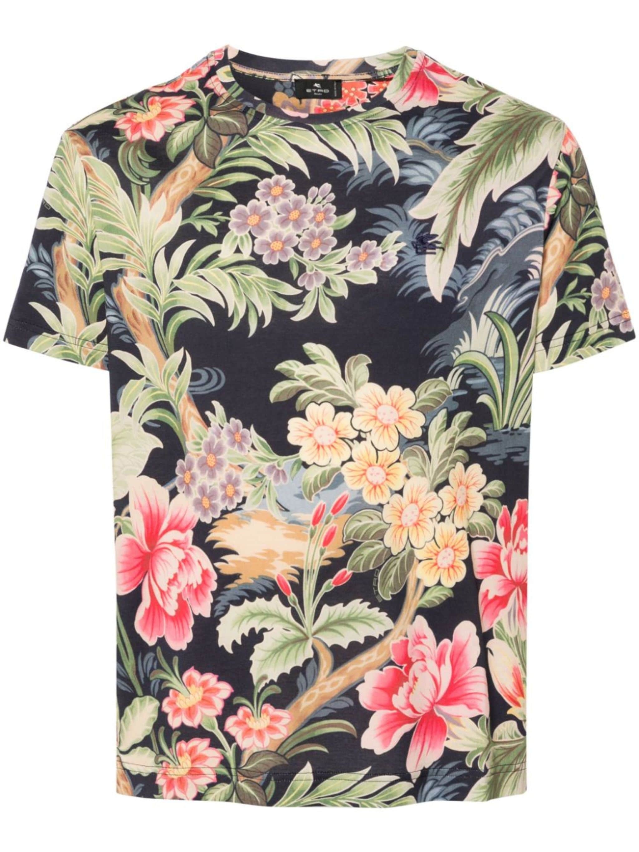 floral-print lyocell T-shirt - 1