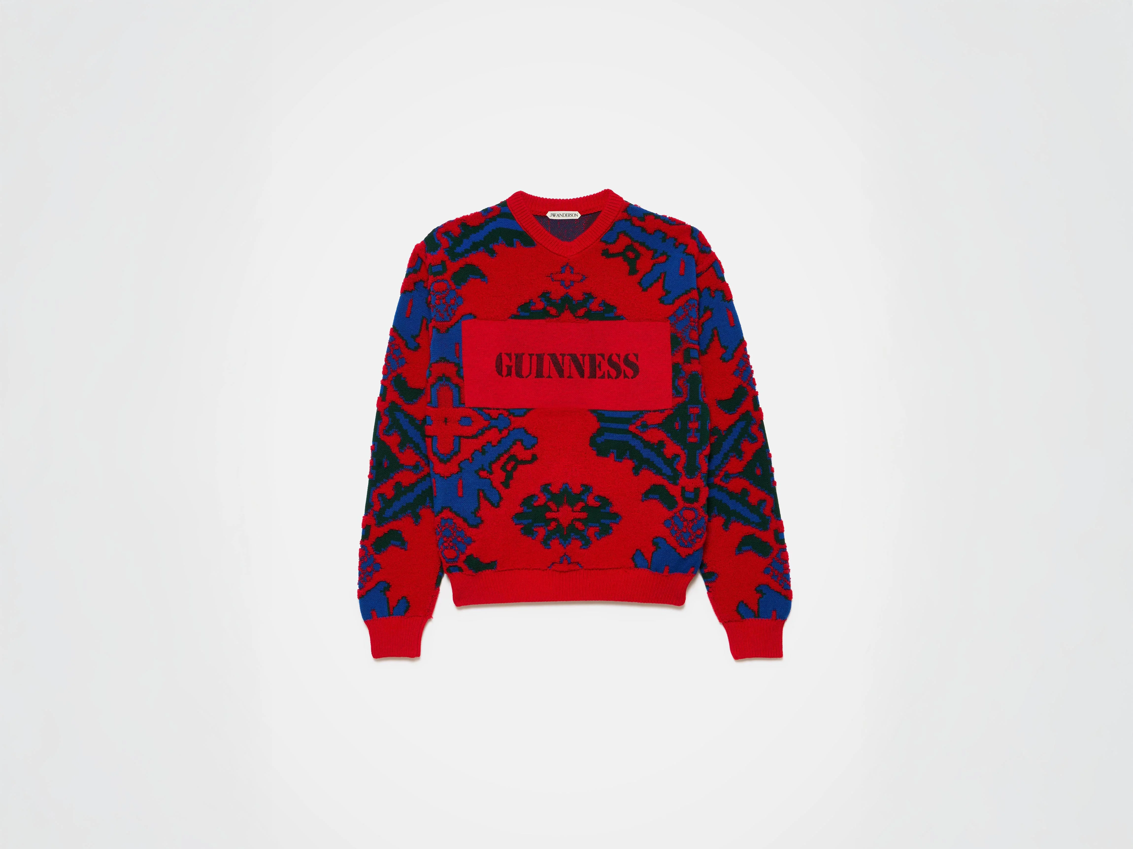 Unisex JW ANDERSON X GUINNESS CARPET JUMPER IN NAVY & RED - 1