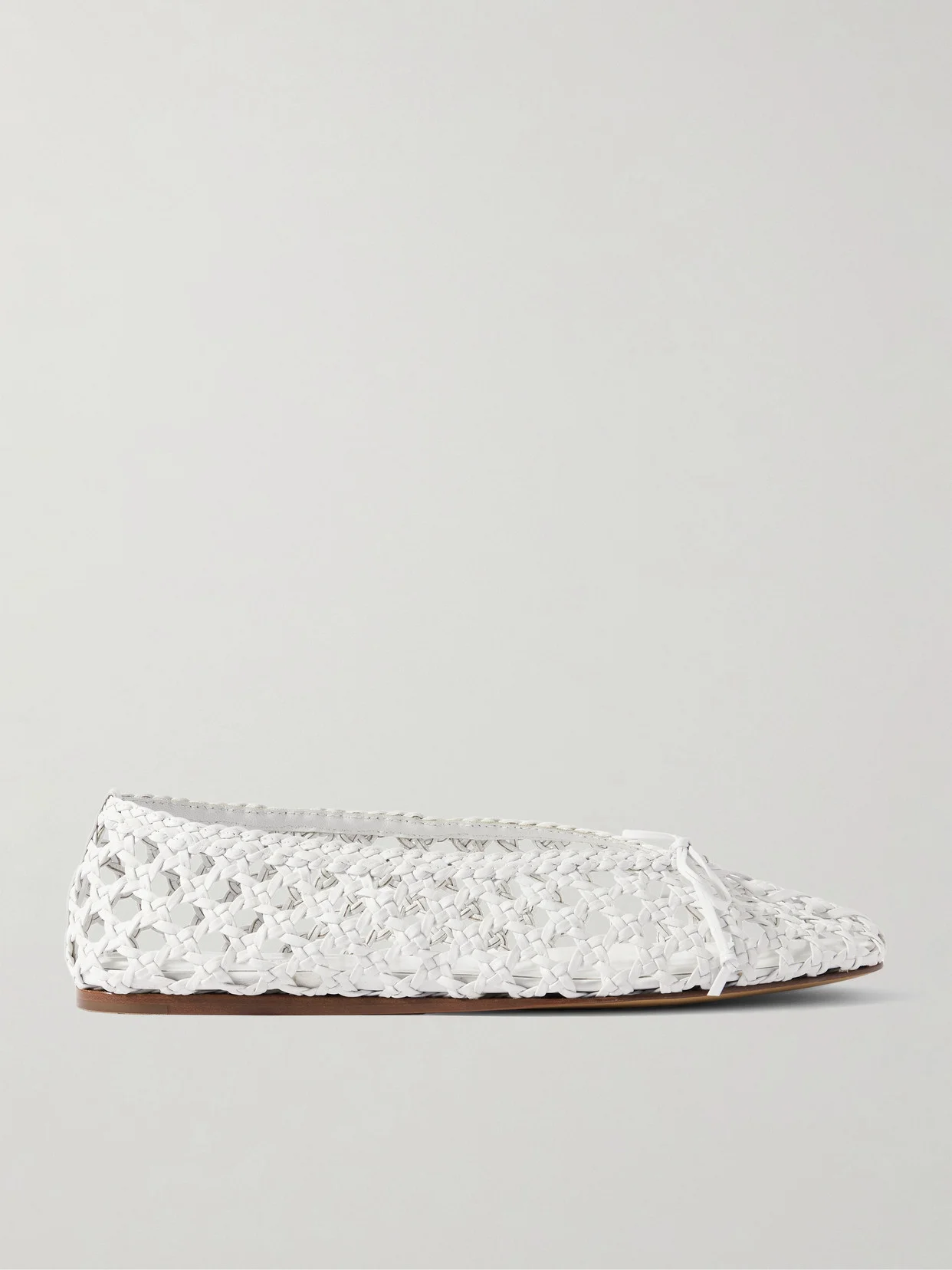 Regency Bow-embellished Woven Leather Ballet Flats - 1