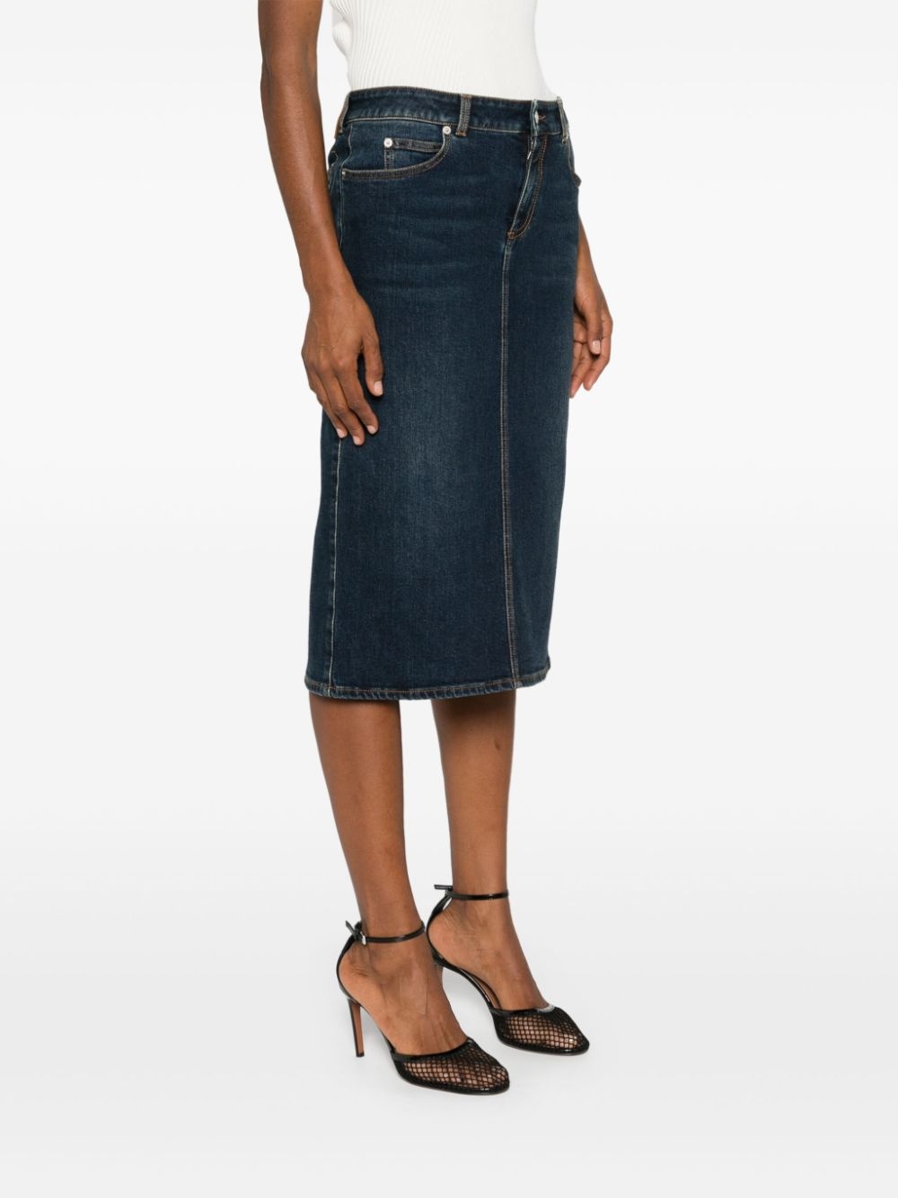 high-waisted denim skirt - 3