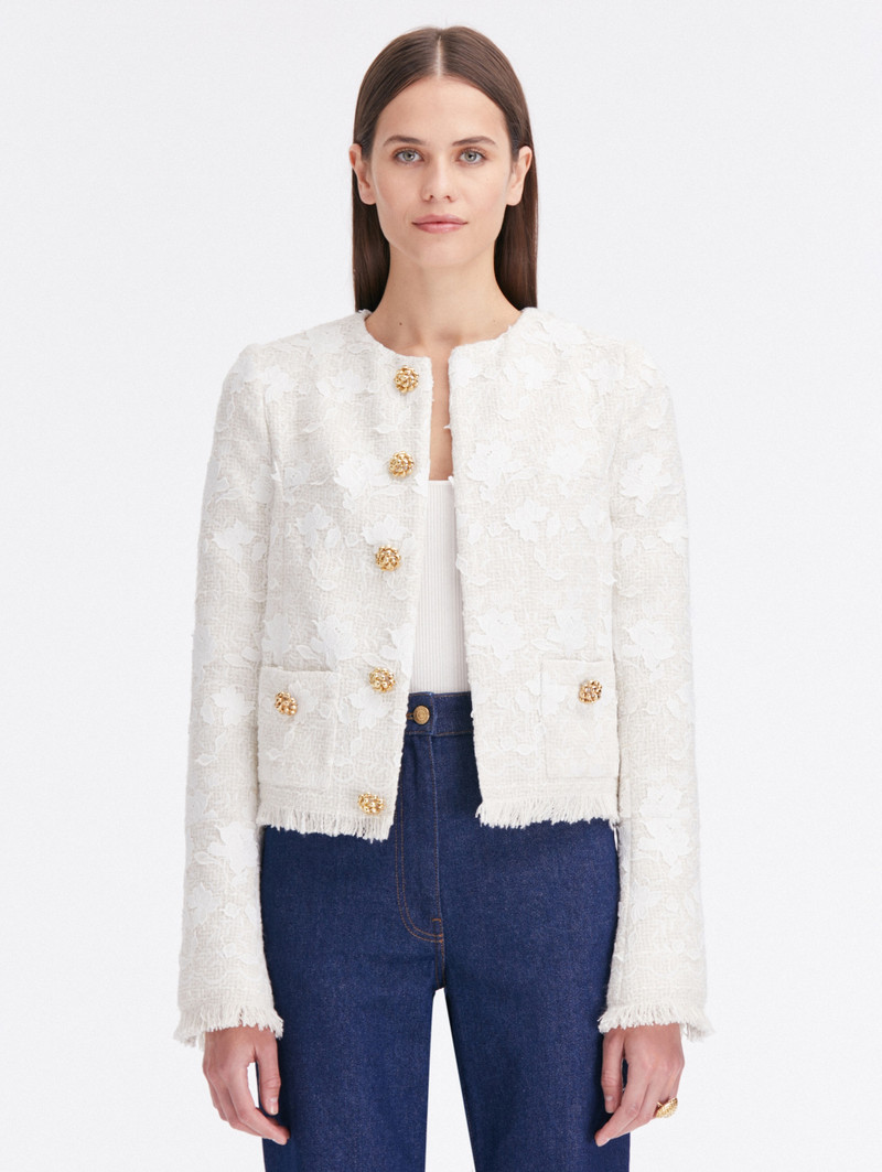 GARDENIA EMBROIDERED TWEED JACKET 1