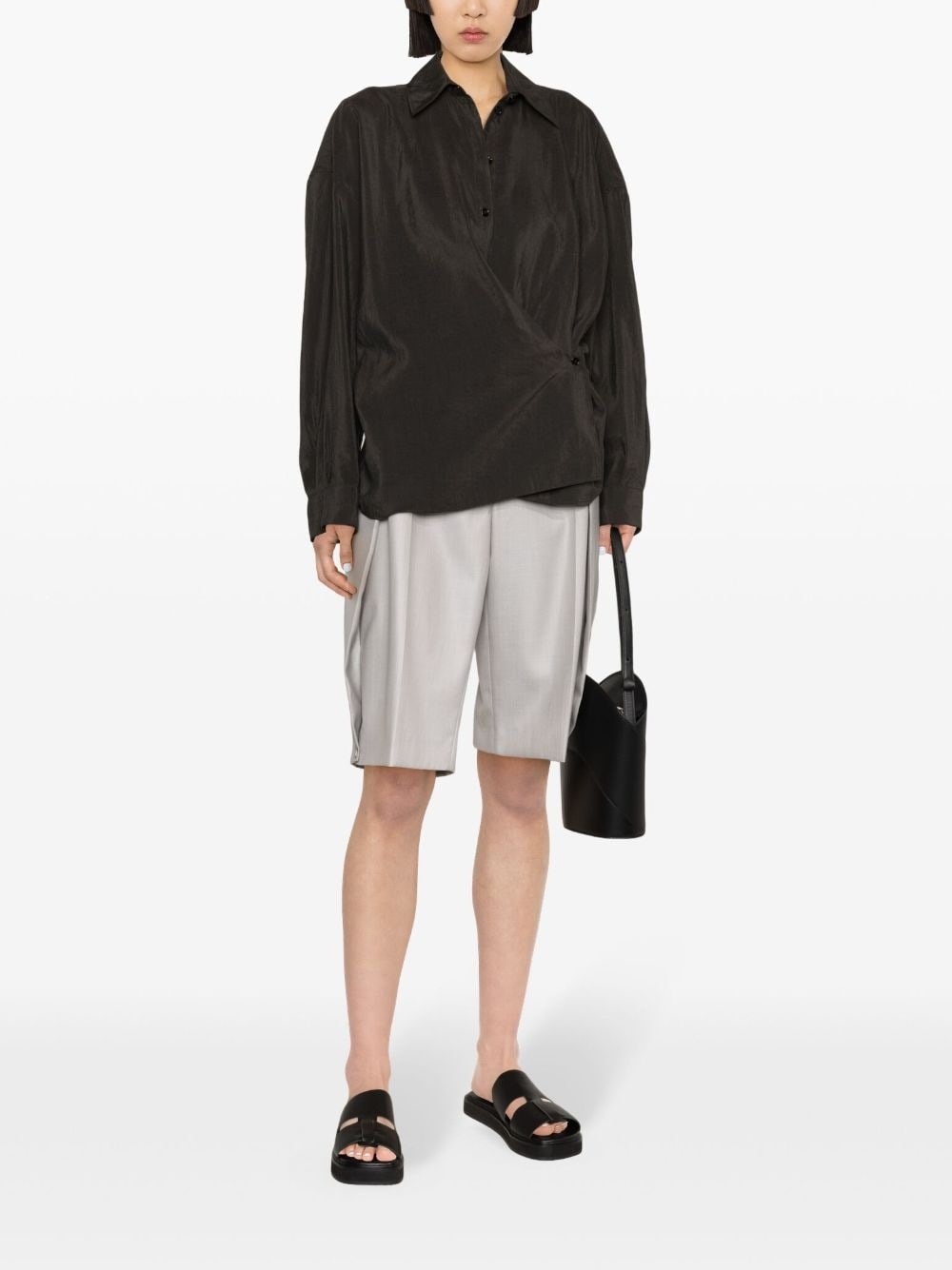 straight-collar twisted shirt - 2