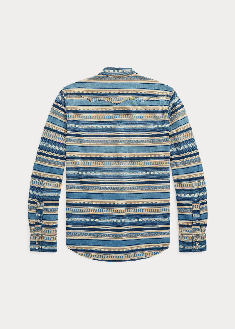 RRL by Ralph Lauren Slim Fit Indigo Jacquard Western Shirt outlook