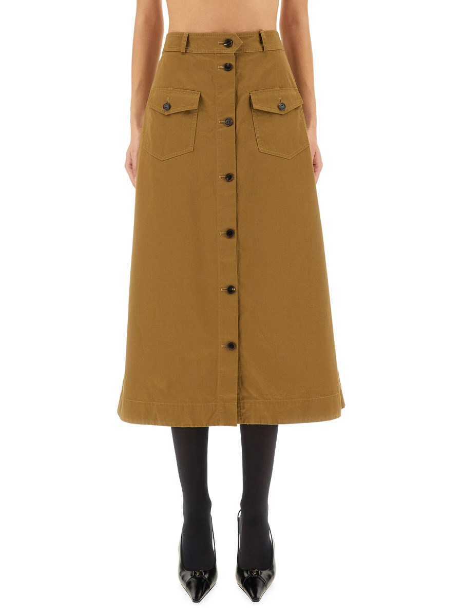 COTTON MIDI SKIRT WITH BUTTONS - 1