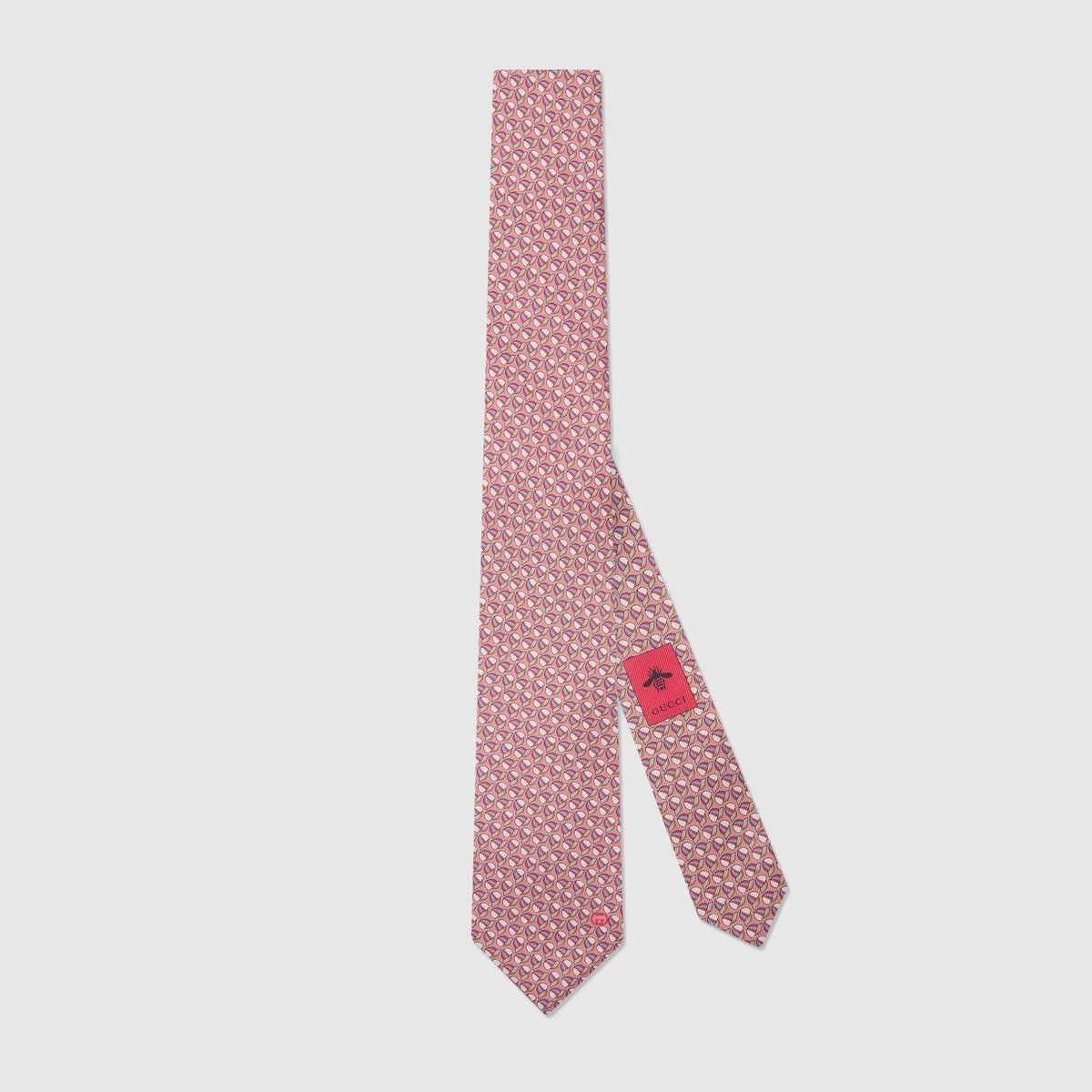 Interlocking G baseball hat print silk tie - 1