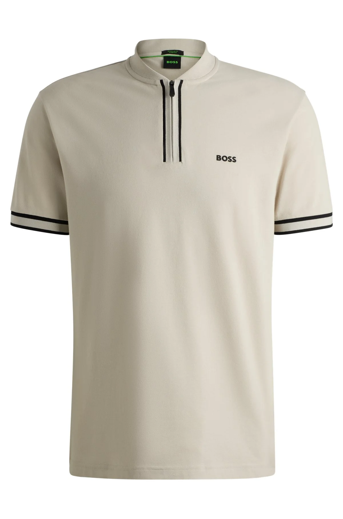 ZIP-NECK POLO SHIRT IN STRETCH-COTTON PIQUÉ - 1