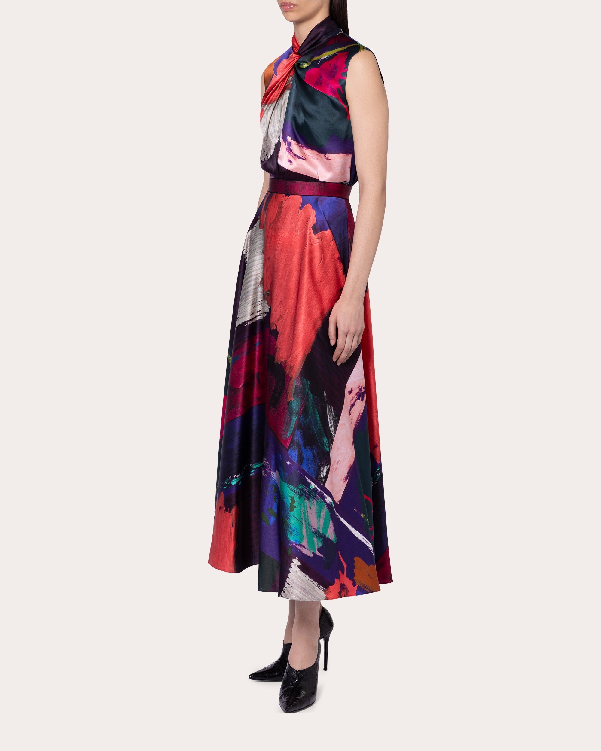 Ameera Abstract Silk Circle Skirt - 3