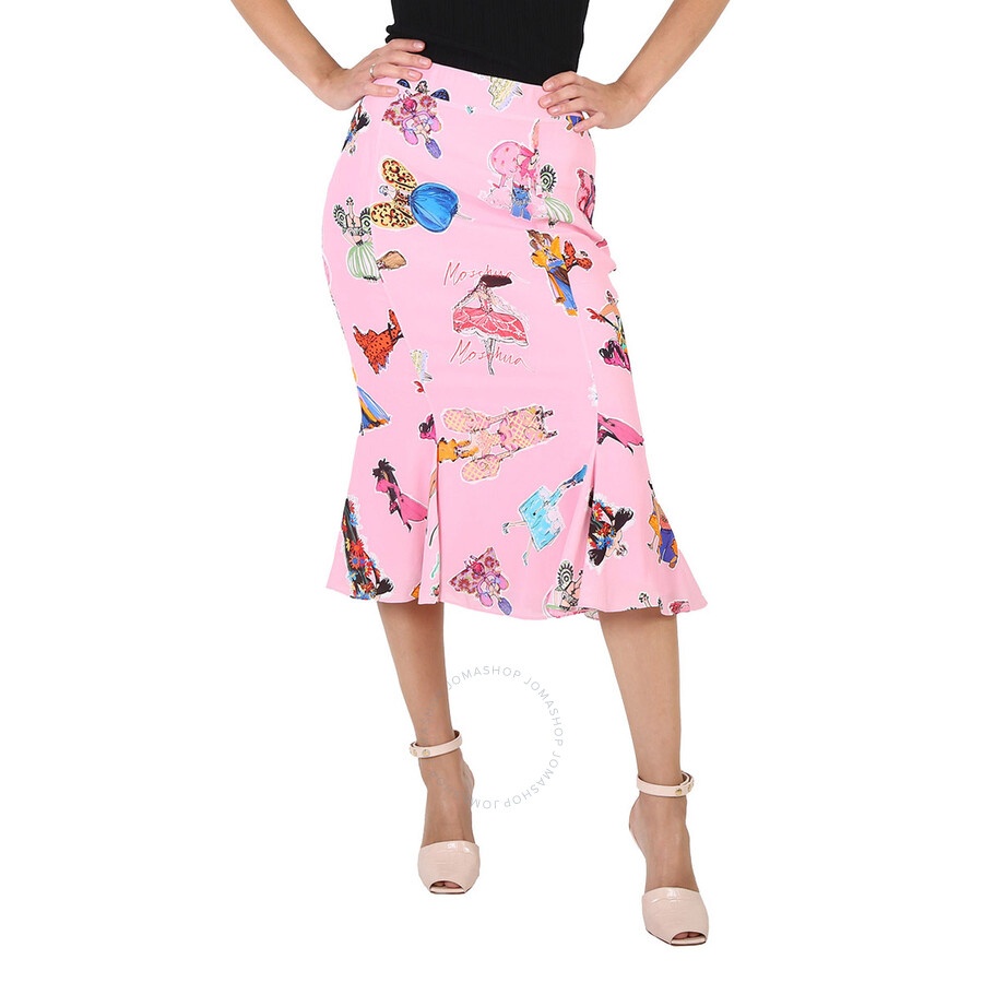 Moschino Ladies Fantasy Print Pink Flare Skirt - 3