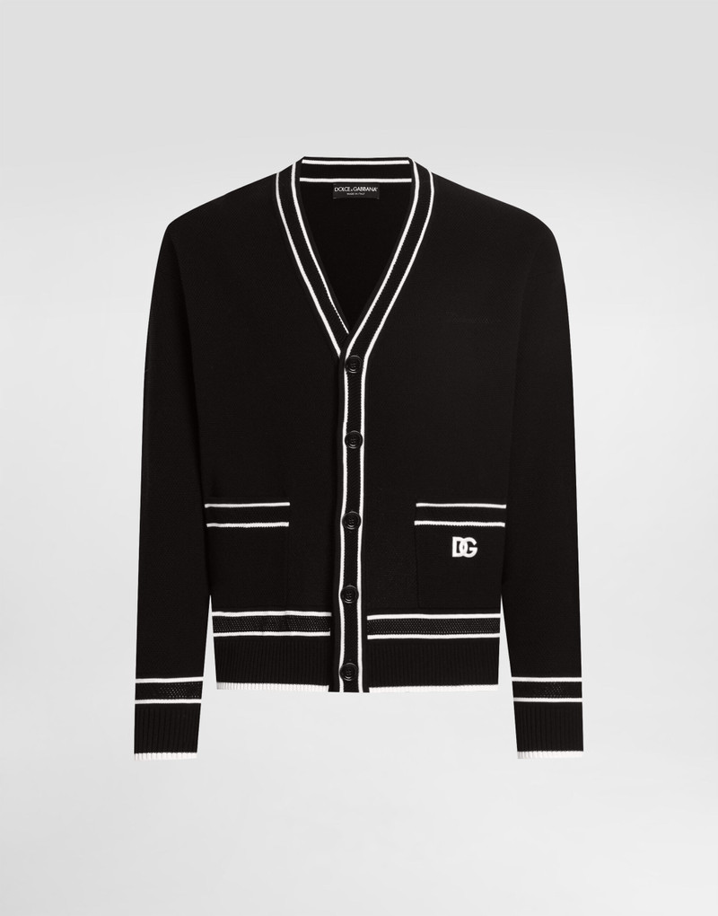 Oversized cotton piqué cardigan with buttons 1