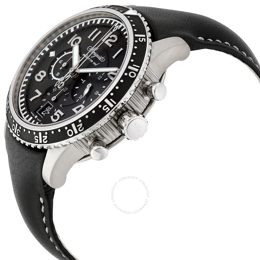 Breguet Transatlantique Type XXI Flyback Automatic Black Dial Black Leather Men's Watch 3810TIH23ZU - 2