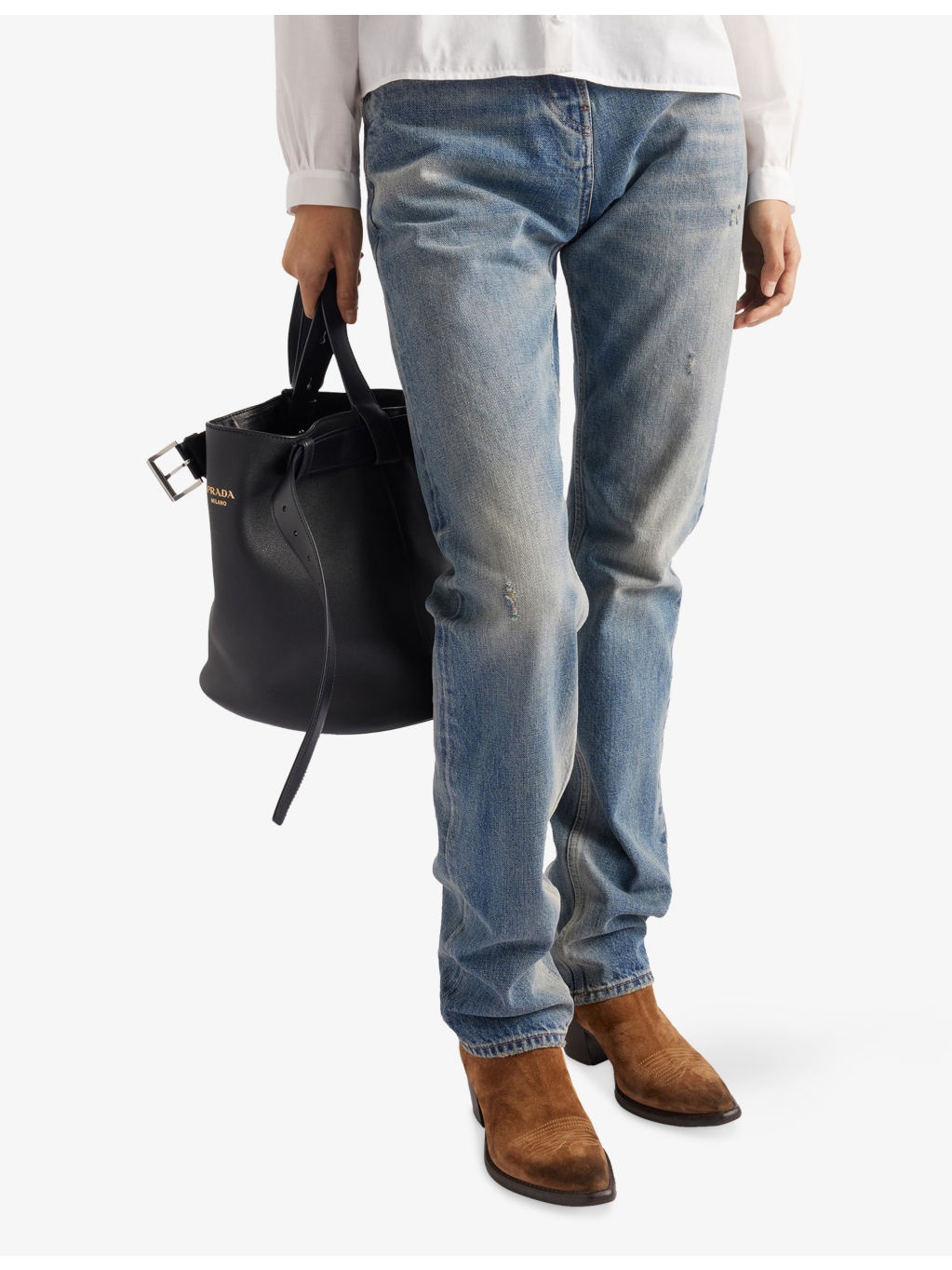 Vintage-Wash Tapered Denim Jeans - 3