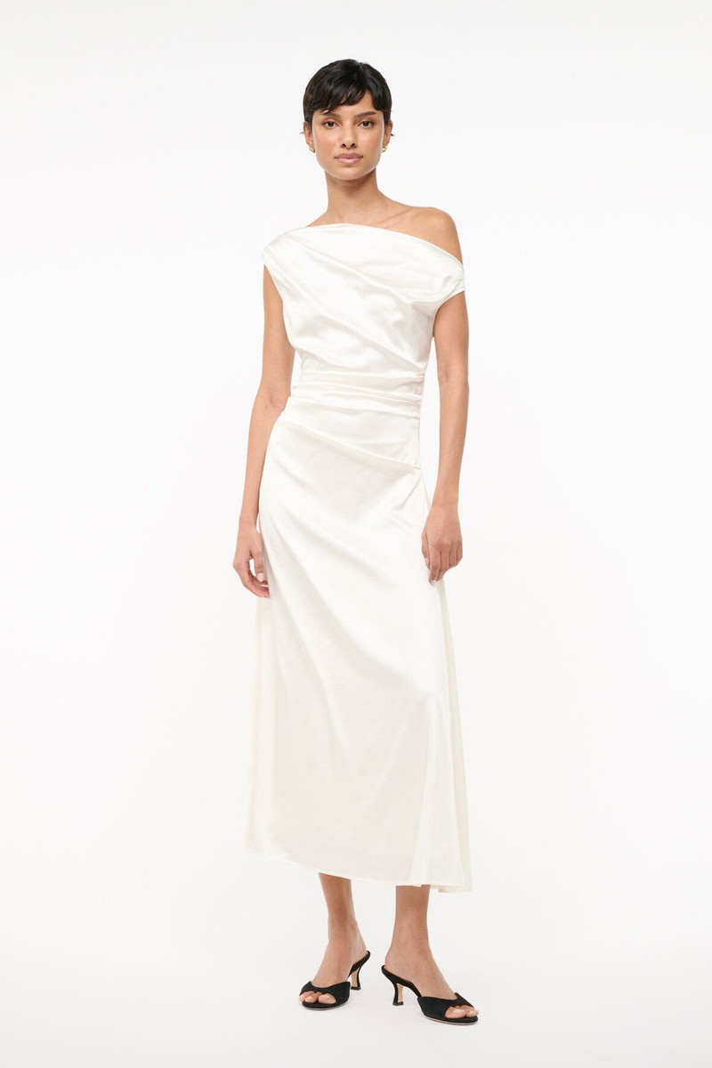 STAUD STAUD PHARE SILK DRESS IVORY outlook