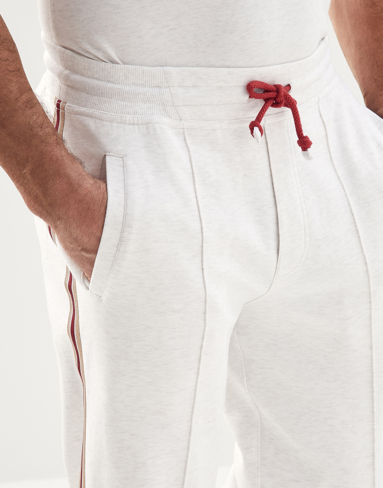 Techno cotton French terry trousers with striped grosgrain inserts, Crête detail and elasticated cuf - 3