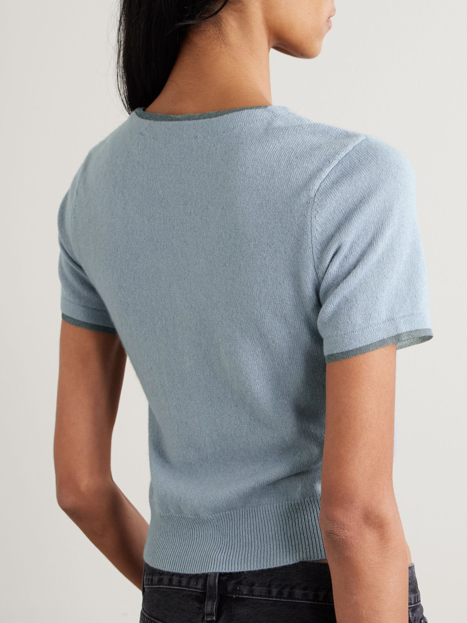Cropped cashmere cardigan Blue - 3