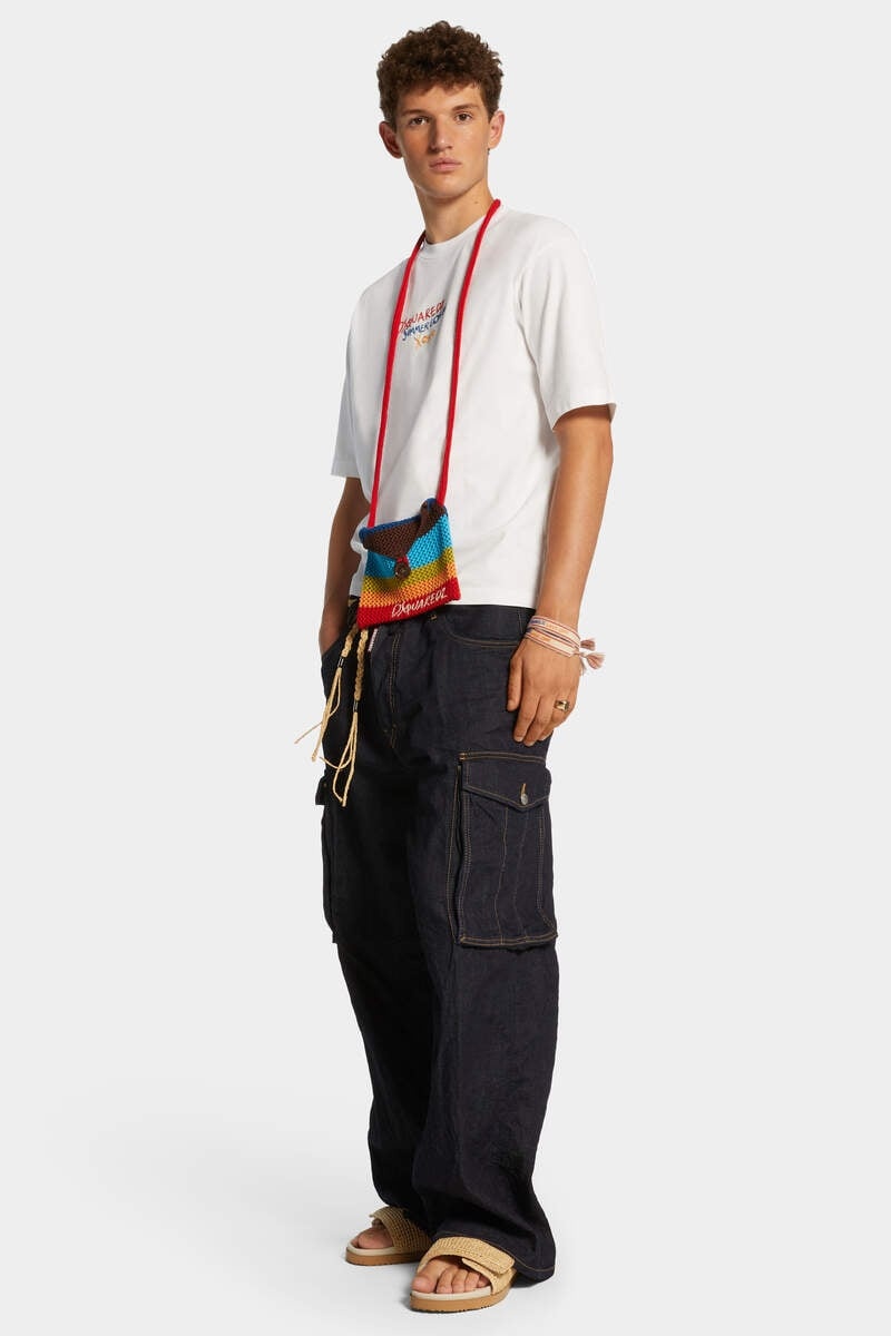 SUMMER LOVERS DARK WASH LOOSE CARGO JEAN - 3