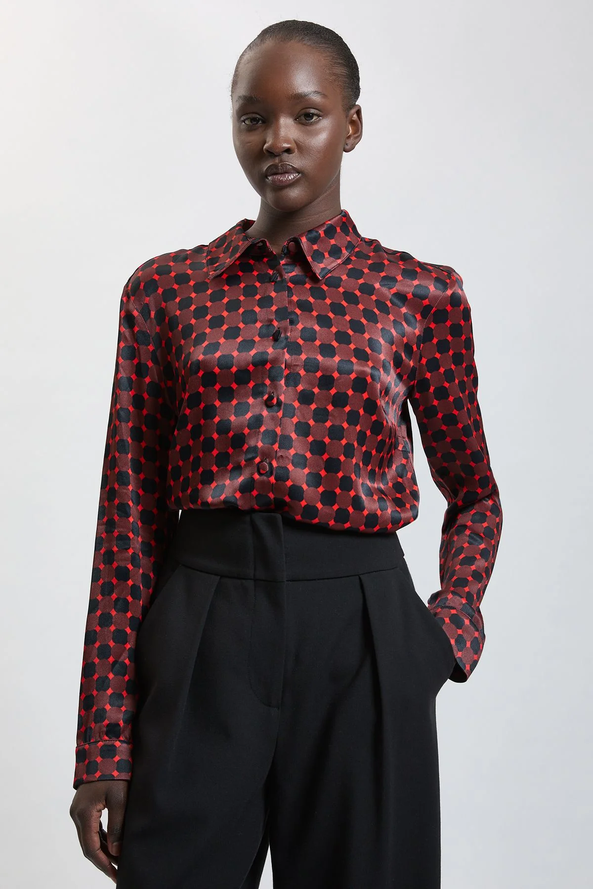Satin Viscose Woven Printed Shirt - 1