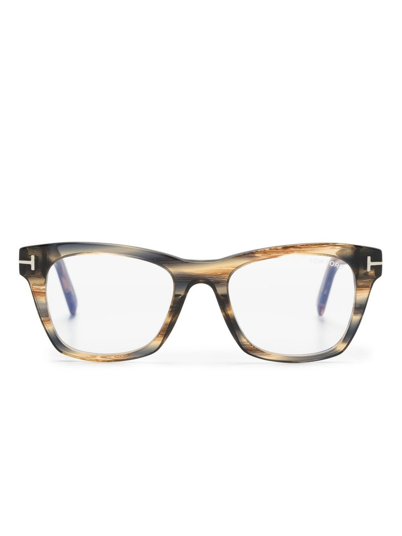 tortoiseshell-effect round-frame optical glasses 1