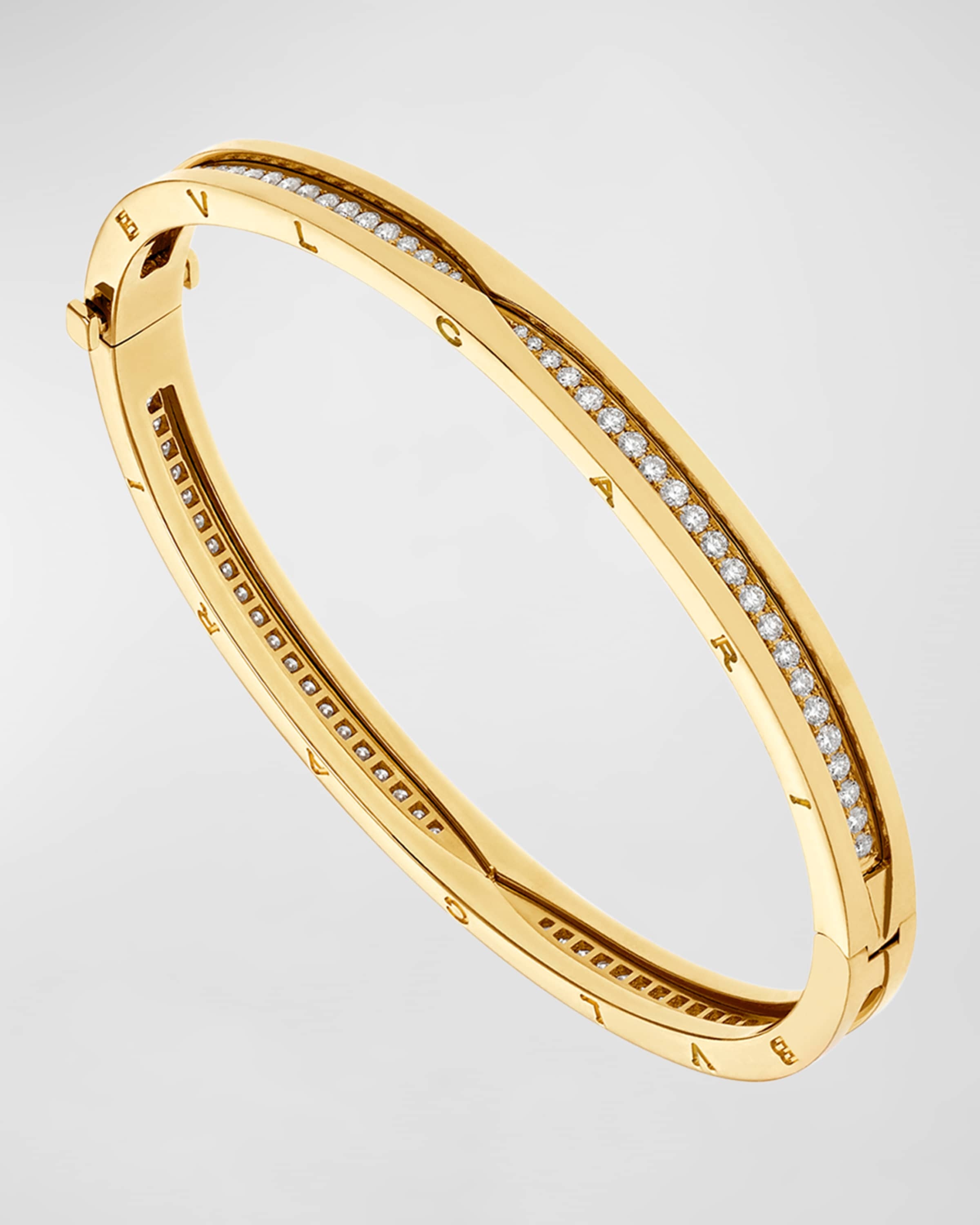 B.Zero1 18k Yellow Gold Diamond Bangle Bracelet, Size M - 1