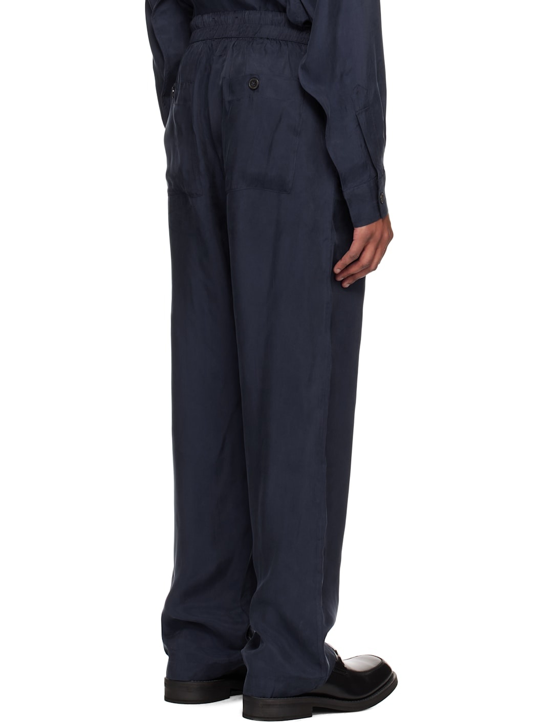 Navy Fluid Drawcord Trousers - 3