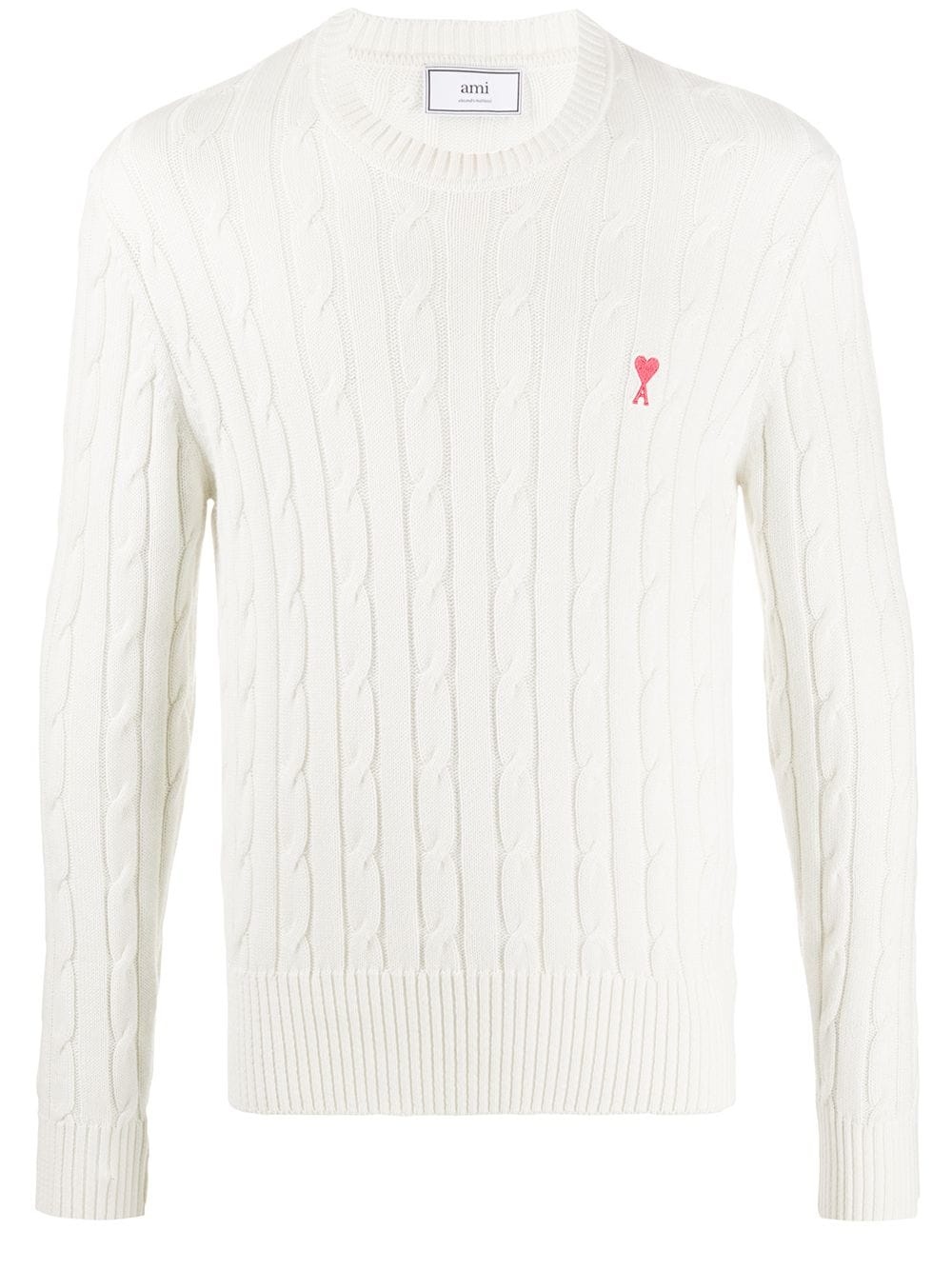 logo patch cable knit jumper - 1