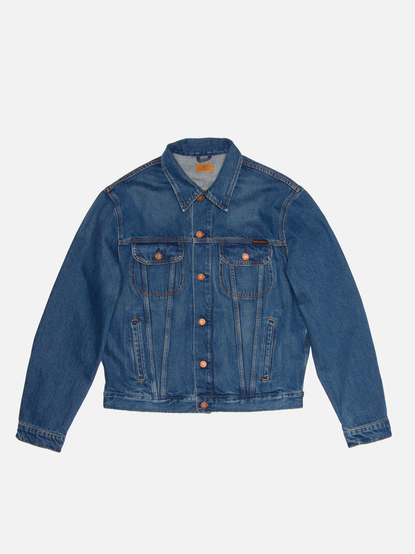Danny Greasy Denim Jacket Mid Blue - 5