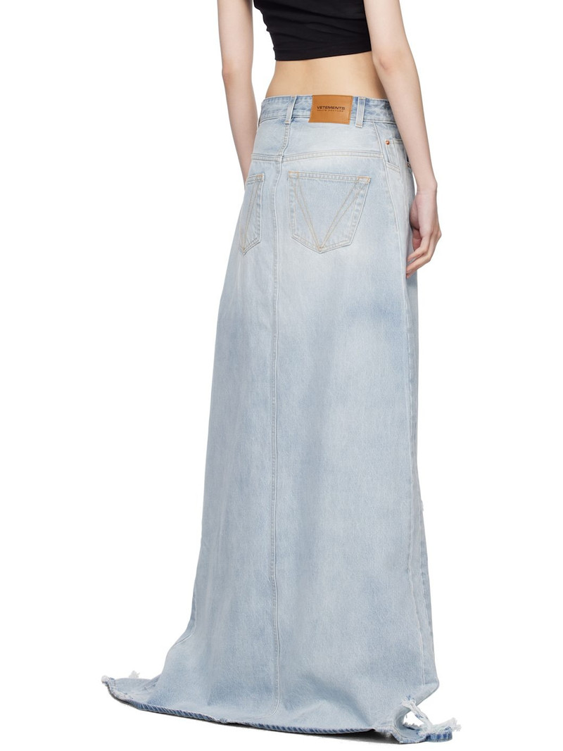Blue Destroyed Denim Maxi Skirt 3