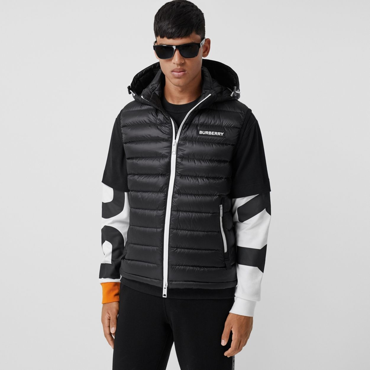 Detachable Hood Logo Appliqué Puffer Gilet - 6