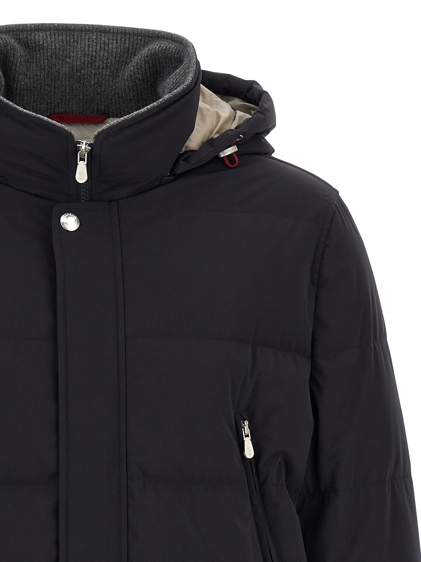 Knit Insert Down Jacket Puffer Jackets Blue - 3