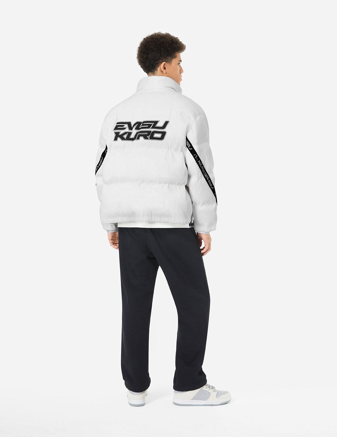 LED Light and Logo Print Relax Fit Down Jacket - 3