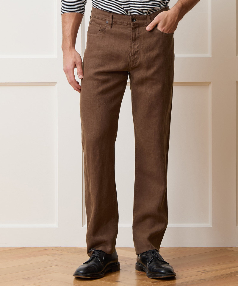 TODD SNYDER Straight Fit 5-Pocket Linen Pant outlook