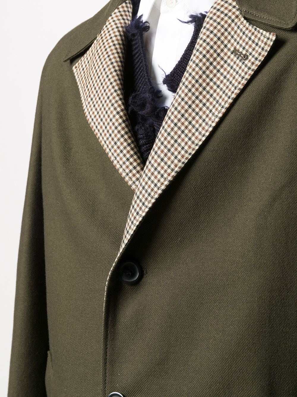 gingham check lined overcoat - 5