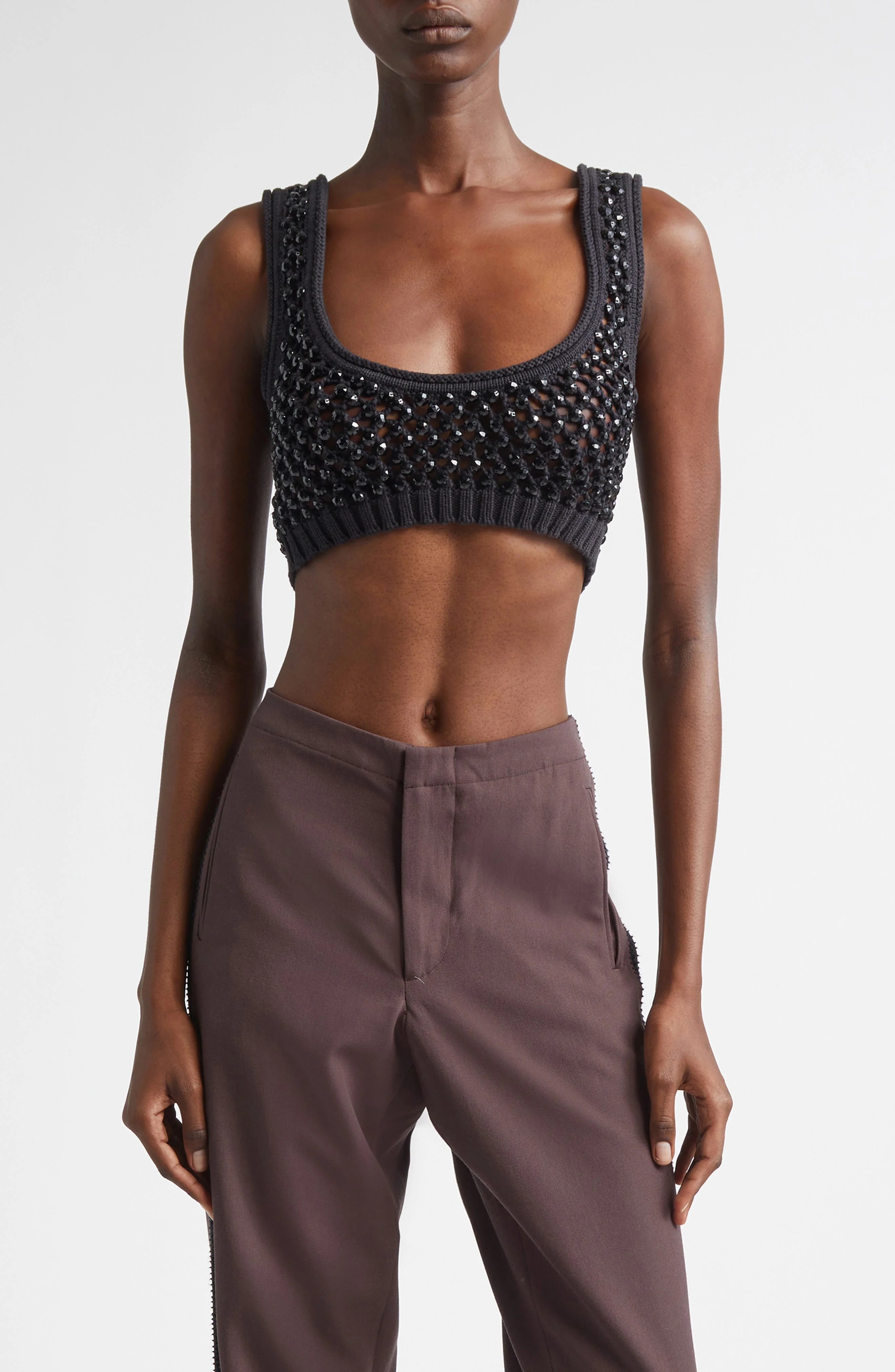Diotima Lady Beaded Mesh Stitch Bralette in Black at Nordstrom - 1