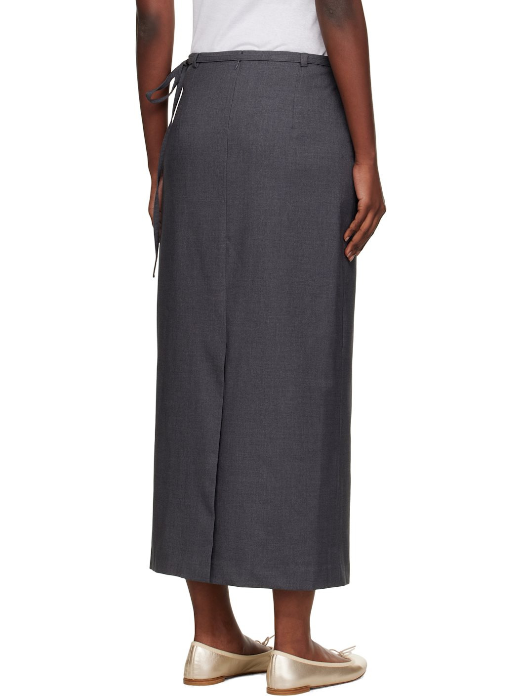 Gray Wrap Maxi Skirt - 3