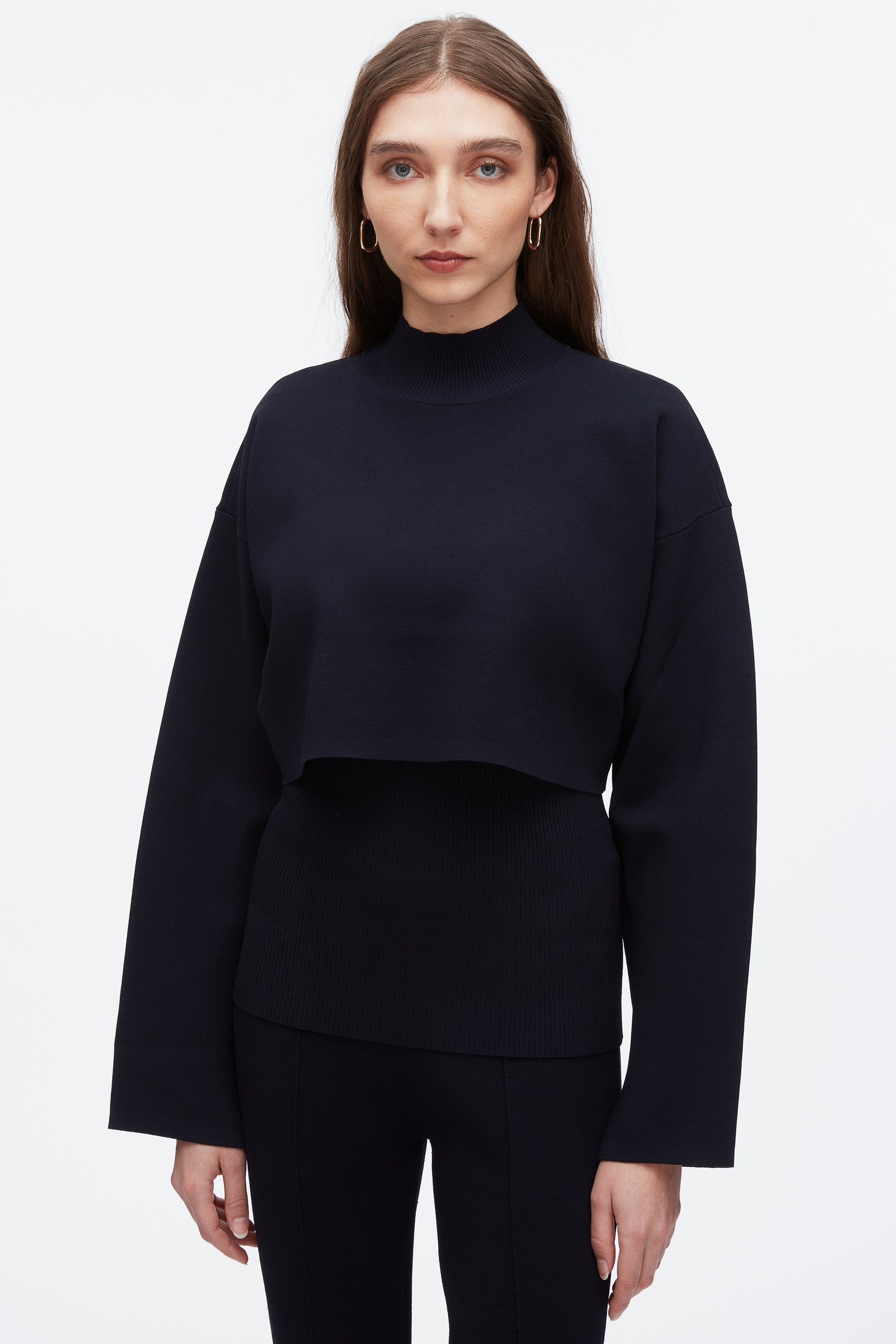 Compact Rib Cropped Turtle Neck - 6