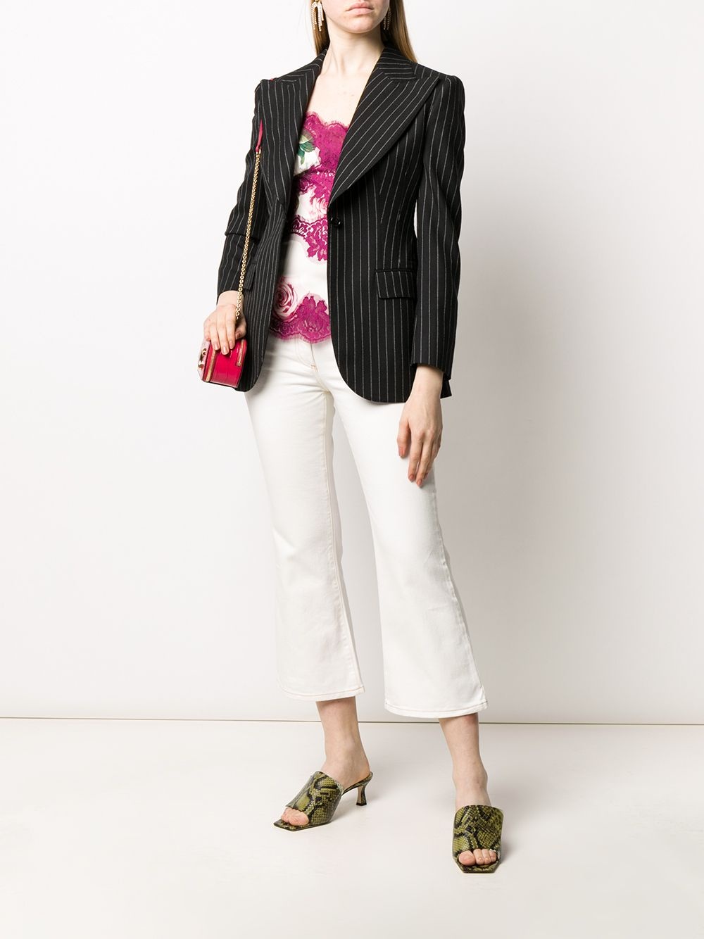 pinstriped single button blazer - 2