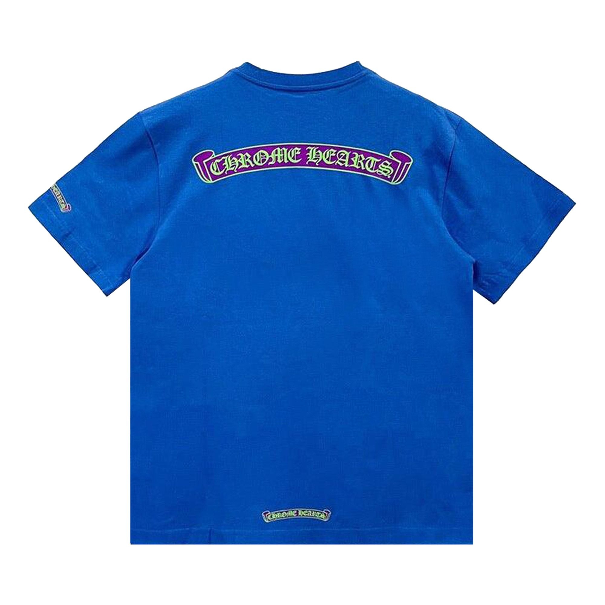 希少♪【CHROME HEARTS】scroll label ポケット Tシャツ ブルー Chrome Hearts Chrome Hearts Scroll Label Pocket T-Shirt