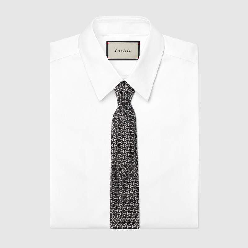 GUCCI Horsebit silk jacquard tie outlook